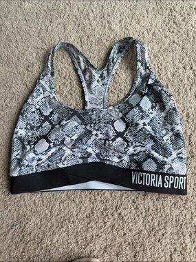 Victoria's Secret Snake Print Racerback Sports Bra in Black and White